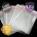 Bantlı Jelatin Torba - 32X40+5 Şeffaf Yapışkanlı Poşet 5 Kg