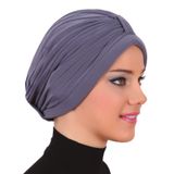 Bantlı Koyu Gri Hazır Türban Tesettür Havuz Bonesi