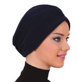 Bantlı Lacivert Hazır Türban Tesettür Havuz Bonesi
