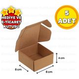 Bantroll 8X8X4 cm Hediyelik Kına Kutusu E Ticaret Kargo Kutusu Karton Kilitli Kutu 5 Adet