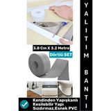 #Bantseti Mutfak Lavabo Pencere Sızdırmaz Kenar Yalıtım Bandı Çok Şık Beyaz-Gri 3.2 Metre Dörtlü Set