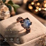 Banum Luxury Doğal Sodalit Taşlı El Işi Şık Bakır Yüzük - Gri