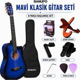 Banupo MG1BL Blue Klasik Gitar Başlangıç Seti (Gitar + Kılıf + Akort Aleti + Gitar Standı + Askı) - Mavi