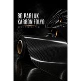 Banxtre Motosiklet ve Araba için 8D Siyah Parlak Karbon Hava Kanallı Kaplama Folyosu (Ölçü Seçiniz)