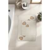 Banyo 2li Paspas Takımı Kalp Bej 60X100 - 2'li
