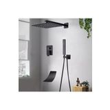 Banyo Bataryası Ankastre Duş Seti Mat Siyah 30x30cm Tepe Duş Yeni Şelale Ürün 5 Yıl Garantili