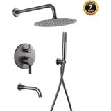 Banyo Bataryası Duş Seti Ankastre Yeni 3 Yollu Model Antrasit Renk Sıva Altı Dahil 7 Yıl Garantili