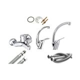 Banyo Bataryası Mix Kuğu Lavabo ve Mix Kuğu Mutfak Musluğu Bataryası 3 Lü Set E11197