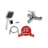 Banyo Bataryası ve Kare Siyah Duş Başlığı | Banyo Batarya Seti