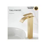 Banyo Çanak Lavabo Bataryası Mat Gold Renk Şelale Model 7 Yıl Garantili Ithal