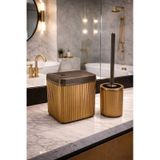 Banyo Çöp Kovası Ve Wc Fırçası Seti Modern Ve Şık Banyo Aksesuarları 2li Set Kahverengi
