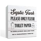 Banyo Dekor İşareti - Septik Tank, Kutu İşareti Masa Üstü Dekoru, Çiftlik Evi Banyo Ahşap Blok Tabelası, Beyaz Kutu Tabelası, Banyo Tuvalet Tuvaleti için Masa Dekorasyonu, Ev Ofis Banyo Tabelası 14,5
