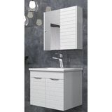 Banyo Dolabı 65 Cm Sonic Ayna Dolaplı Alt Üst Modül Ve Seramik Lavabo