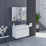 Banyo Dolabı 80 cm Icon Ayna Dolaplı Alt Üst Modül ve Seramik Lavabo Quarterbath - Beyaz