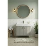 Banyo Dolabı-Ayaksız-2 Kapaklı-Lavabolu-Ahşap-Mat Vizon-Mdf 75 Cm-Aynalı