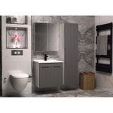 Banyo Dolabı Aynalı Cnc İşlemeli Membran Kapaklı 65 Cm Antrasit