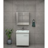 Banyo Dolabı Aynalı Cnc Işlemeli Membran Kapaklı 65 cm - Beyaz