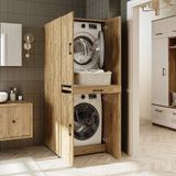 Banyo Dolabı Kapaklı Çamaşır Ve Kurutma Makine Dolabı 70x185 Cm Atlantik Çam