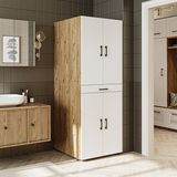 Banyo Dolabı Kapaklı Çamaşır ve Kurutma Makinesi Dolabı 70X185 cm - Atlantik Çam - Beyaz