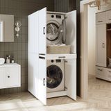 Banyo Dolabı Kapaklı Çamaşır Ve Kurutma Makinesi Dolap 70x185 Cm Mat Beyaz