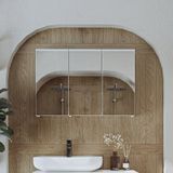 Banyo Dolabı Kulpsuz 3 Kapaklı Mdf 90 Cm Aynalı Banyo Üst Dolabı Mat Beyaz