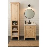 Banyo Dolabı Seti-Ayaklı Tek Kapaklı-Doğal Ahşap Ladin Çam- 60 cm Alt Dolap-50 cm Aynalı- Boy Dolabı
