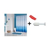 Banyo Duş Perdesi 5020 Mavi 120x200 Perde Borusu Askı Aparatı 90x130 Hediyeli Çok Renkli
