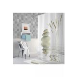 Banyo Duş Perdesi Taş Desen Dijital Baskılı Banyo Perdesi, 180x200 cm
