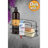 Banyo Duş Rafı Şampuanlık Köşelik Kare Krom Tek Katlı - Metalik