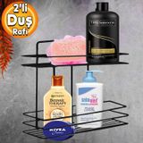 Banyo Dus Rafi Sampuanlik Koselik Kare Siyah 2 Katli Malzemelik Organizer Duzenleyici Mutfak Esya Rafi