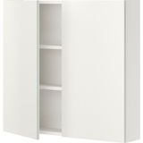 Banyo Duvar Dolabı, Beyaz, 80X15X75 Cm, 2 Kapaklı