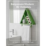 Banyo Duvar Rafı ve havluluk Üçgen Ahşap - Yeşil 1102202651