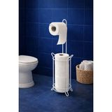 Banyo Düzenleyici Yedekli Ayaklı Tuvalet Kağıtlığı, Wc Kağıtlık Askısı Organizeri Askılığı - Beyaz