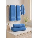 Banyo Havlusu Seti,%100 Pamuk, 70x140 cm + 50x90 Cm, 4'lü, Düz Desen, Yüksek Su Emici (Mavi-Mavi)