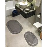 Banyo İçin Moderin Paspas Seti 4'lü Takım Jüt Klozet Önü Hasır Lavoba Önü Paspas Havlu Sepeti Orta Boy Organizer Sepetli Takım (GRİ, 45 X 70 CM, 60 X 100 CM)