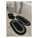 Banyo İçin Moderin Paspas Seti 4'lü Takım Jüt Klozet Önü Hasır Lavoba Önü Paspas Havlu Sepeti Orta Boy Organizer Sepetli Takım (SİYAH-BEYAZKIRÇIL, 45 X 70 CM, 55 X 85 CM)