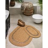Banyo İçin Modern Paspas Seti 4'lü Takım Jüt Klozet Önü Hasır Lavabo Önü Paspas Havlu Sepeti Orta Boy Organizer Sepetli Takım Hasır 45 x 70 cm 60 x 100 cm