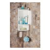 Banyo Köşe Rafı, 26 Cm, 3 Raf, Kapaklı Hazne, Şeffaf Naturel
