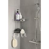 Banyo Köşe Rafı Askılı Duş Organizeri ve Şampuanlık 2 Katlı Krom Ek-02 Gri - Çok Renkli