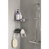 Banyo Köşe Rafı Askılı Duş Organizeri Ve Şampuanlık 2 Katlı Krom Ek-02