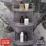 Banyo Köşeliği Paslanmaz Banyo Köşe Duş Rafı 3 Lü Metal Köşe Raf