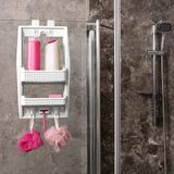 Banyo Köşesi Asılabilir Duşakabin Rafı Vidalı Yapışkanlı Şampuanlık - Beyaz