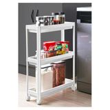 Banyo Mutfak Duzenleyici Organizer Katli Raf Beyaz Tekerlekli 3 Katli Raf Unitesi