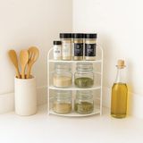Banyo Mutfak Düzenleyici Organizer Köşe Rafı - Ayarlanabilir 3 Raflı Baharatlık (Beyaz) - Çok Renkli
