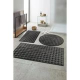 Banyo Paspası Koyu Gri Gri Kaymaz Taban Peluş Bubble 50X50 Cm