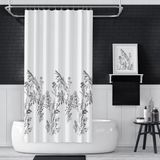 Banyo Perdesi 1X110X200 Tek Kanat Duş Perdesi Halka Hediyeli Duşakabin Perdesi 3389 - Beyaz - Siyah