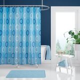 Banyo Perdesi 2x120x200 Çift Kanat Duş Perdesi Halka Hediyeli Duşakabin Perdesi 5033 Mavi Mavi
