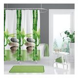 Banyo Perdesi Bamboo Desen Yerli Üretim Duş Perdesi Plastik C-Halka Hediye 180x200cm Banyo Perdeleri