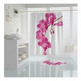 Banyo Perdesi Orkide Çiçek Desen Duş Perdesi Baskılı Su Geçirmez Polyester Kumaş Banyo Perdesi