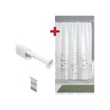 Banyo Perdesi Papatya Çiçek Desen Halkalı Duş Perdesi + Askı Aparatı 180 x 200 CM Çok Renkli